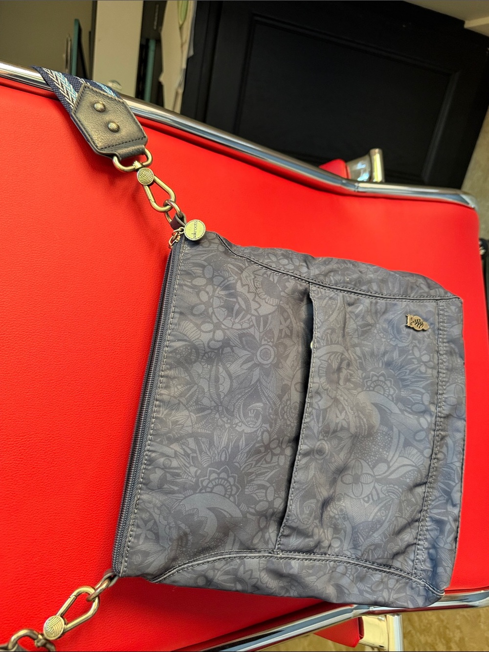 Sakroots Gray Floral Crossbody Bag